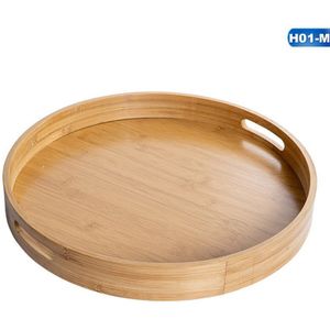 Ronde dienbladen, antislip, van massief hout, voor thee, koffie, snacks, maaltijden, serveerdienbladen, restaurants, decoratieve zwarte dienbladen (30 cm