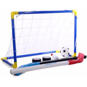 2 In 1 Outdoor/Indoor Kids Sport Voetbal & Ijshockey Doelen Met Ballen En Pomp Praktijk Scrimmage Game voetbal Speelgoed Set