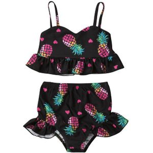 Kinderen Kid Tweedelige Pakken ananas Print Badmode Halter Ruches Bikini Set Meisje Bad Pak