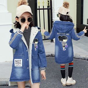 Meisje Denim Jasje Dikke Warme Denim Meisjes Winter Jas Winter Jassen Hooded Baby Kids Tiener kinderen Bovenkleding Geul