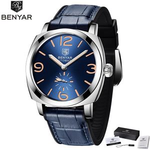 Benyar Top 00388 Luxe Heren Automatische Mechanische Horloge 50M Waterdichte Lichtgevende Horloge Mannen Sport Horloge Relogio Masculino