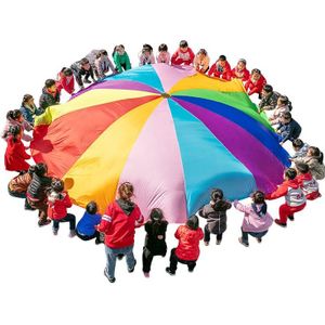 [Grappige] Sport Game 2M/3M/4M/5M/6M Diameter outdoor Rainbow Paraplu Parachute Speelgoed Jump-Sack Ballute Speel Game Mat Speelgoed Kids
