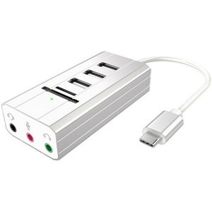 Type-C USB Hub Externe Geluidskaart AUX Mic Headset TF SD Adapter voor Laptop PC