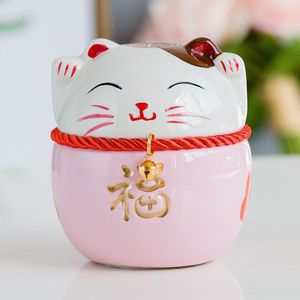Chinese stijl Keramiek Ambachten Lucky Cat Kleine Decoratie Mooie Cartoon spaarpot Kind Souvenir opslag jar Ornament