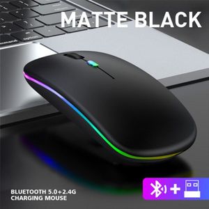 2.4G + Bluetooth 5.0 Draadloze Muis Optische Tracking Dual Mode Oplaadbare Rgb Muizen Knop Mute 1600Dpi Pc Mouse