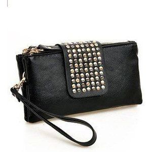 2022 Portemonnee Modieuze Vrouwen Lange Wallet Overdekte Studded Clutch Bag Diner Zak Grote Capaciteit Shopping Clutch Broekzak