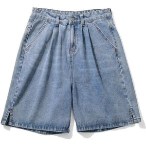 Koreaanse Stijl Zomer Mannen Blauw Baggy Korte Jeans 2022 Streetwear Wijde Pijpen Denim Shorts Zwarte Mannelijke