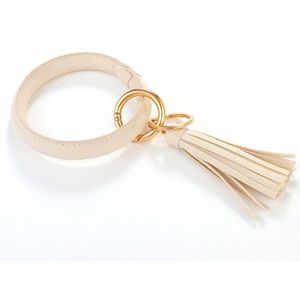 Allyes Kwastje Ronde Polsbandje Sleutelhanger Voor Vrouwen Meisjes Mode Charme Lederen Armbanden Sleutelhanger Sieraden