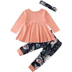 Pasgeboren Baby Meisje Valentines Outfits Kids Lange Mouwen Soild Jurk Top + Bloemen Leggings Broek Lente Herfst Kleding Set