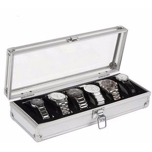 Horloge Doos 6 Grid Insert Slots Sieraden Horloges Toon Storage Box Case Aluminium Sieraden Decoratie Winder