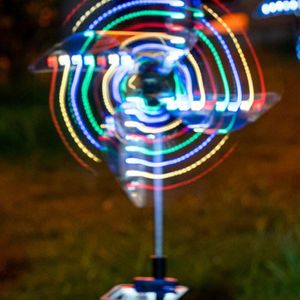 Solar Wind Spinner Tuin Stake Pinwheels Met 8 Verlichting Modes Led Fairy Lights L5YF
