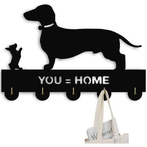 Haken-Hond Decor Muur Haken, Muur Inrichting, Houten Kapstokken, Sleutelhanger, sleutel Hanger Voor Muur 、 Entryway En Keuken-11.8 ×7. 8Inch Zwart