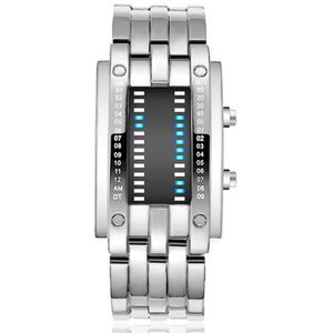 Simple Heren Horloge Hand Ring Horloge Roestvrij Staal Datum Digitale Led Sport Mode Elektronische Armband Polshorloge Relogio Montre