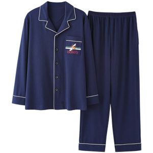 Lente Pyjama Mannen Set Katoen Herfst Pijama Mannen Pak Lange Mouwen Effen Pyjama Man Turn-Down Kraag Tweedelige pajama Man L-XXXL