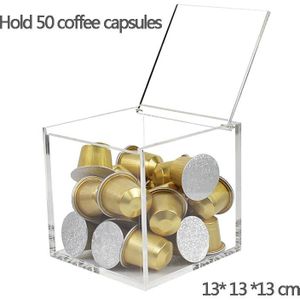 Koffie Capsule Opbergdoos Rack Koffie Winkel Tafel Top Moderne Stofdicht Transparant Acryl Doos Met 50 Koffie Capsules