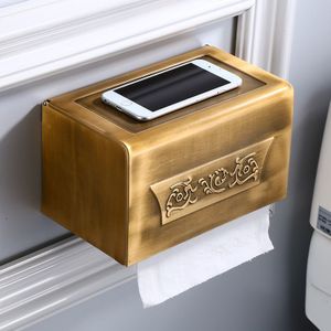 Papier Houders Antiek Messing Wc-papier Doos WC Papier Rack Waterdicht Gesloten Cover Badkamer Accessoires Muur Rolhouder