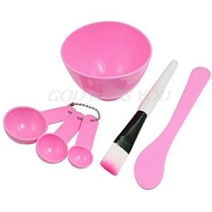 1Set Diy Zelfgemaakte Masker Kom Gauge Lepels Borstel Apparaten Set Roze Voor Vrouwen Grooming