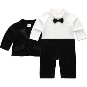 Classic Kinderen Pak Baby Jongens Kleding Pasgeboren Trainingspak Formele Jurken Romper + Jas 2 Stuks Kostuums Voor Kinderen 0-1Y