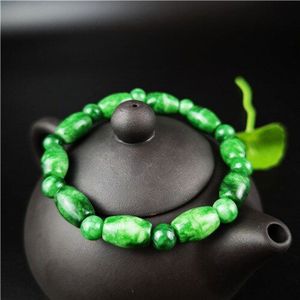 Natuurlijke Groene Jade Kralen Armband Elastische Bangle Charm Sieraden Mode Accessoires Hand-Gesneden Man Vrouw Luck Amulet