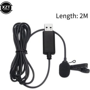 Draagbare Usb Mini Microfoon 2M Revers Lavalier Mic Clip-On Externe Knoopsgat Microfoons Voor Laptop Pc Computer Opname chat