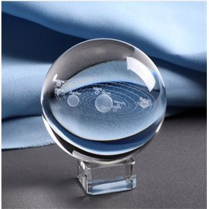 6 Cm Gegraveerd Zonnestelsel Crystal Ball 3D Miniatuur Planeten Model Bol Glas Globe Ornament Home Decor Voor Astrophile