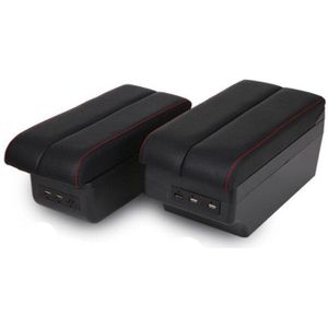 Voor Mitsubishi Mirage Space Star - Opbergdoos Armsteun Armsteun Dual Layer Zwart Lederen