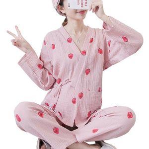 Moederschap Pyjama Set Aardbei Print Lange Mouwen Moederschap Nachtjapon Kleding Past voor Voor Zwangere Vrouwen