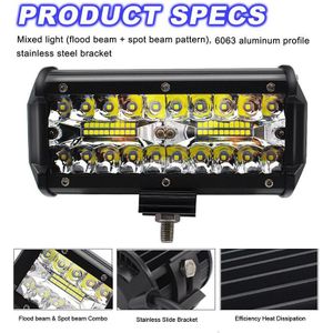 120W 40LED Werk Light Bar Flood Spot Beam Offroad Suv Rijden Mistlamp 1Pcs 7 Inch