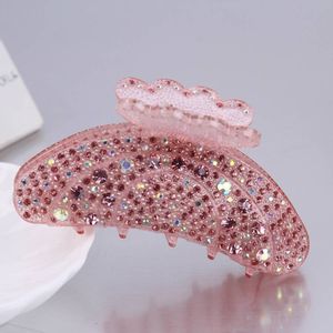 Vrouwen Elegante Acryl Maan Vorm Rhinestone Volledige Crystal Grote Haar Klauw Grips Paardenstaart Haarspelden Accessoires Hoofddeksels