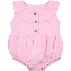 Baby Romper Pasgeboren Effen Kleur Mouwloze Jumpsuits Ruches Hals Eendelig Kledingstuk Voor Meisjes Zomer Kleding