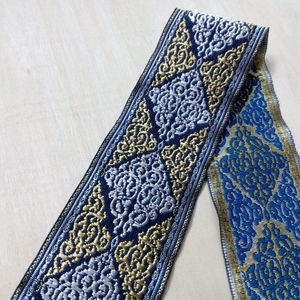 5 cm 50mm 'Blauw Wit Goud Glanzend Moire Etnische Classic Silky Cos Kostuum Gordijn Laciness Nationale Jacquard Lint geweven Singels