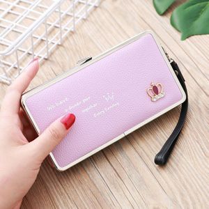 Vrouwen Portemonnee Lange Leuke Crown Japan En Zuid-korea Lunchbox Vrouwen Clutch Telefoon Tas Kaarthouder Hand riem Dame Portemonnee 500