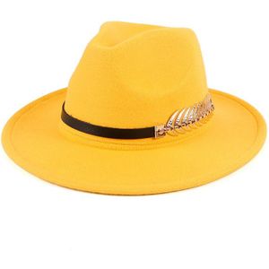 Klassieke Mode Winter Brede Rand Fedora Hoed Vrouwen Mannen Riem Panama Jazz Cap Trilby Voelde Vintage Hoeden Chapeau Feutre zwart