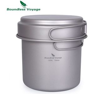 Grenzeloze Voyage Outdoor Titanium Pot Pan Set Met Vouwen Handvat Camping Soepkom Koekenpan Puinhoop Kit