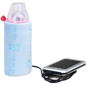 Draagbare USB Flessenwarmer Reizen Melk Warmer Baby Zuigfles Verwarmde Deksel Isolatie Thermostaat Voedsel Heater