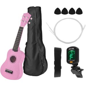 21 Inch Akoestische Soprano Ukelele Ukelele Uke Kit Basswood Met Draagtas Uke Strap Snaren Plectrums Tuner Black Ukelele