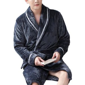 Mannen Casual Kimono Badjas Herfst Winter Flanel Lang Gewaad Dikke Warme Nachtkleding Nachtjapon Mannelijke Losse Homewear