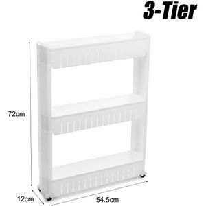 3/4 Tier Thuis Organisator Keuken Trolley Slanke Crack Slide Out Trolley Winkelwagen Opslag Houder Rack Plank Organisator Gereedschap Met 4 wiel