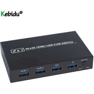 Kebidu 4K Ultra Hd Metal Case 4 Ingang 1 Output Kvm Switch Hdmi 2.0 Screen Switcher Gedeelde Toetsenbord En muis