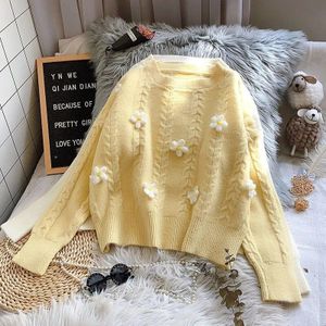 Ebaihui Herfst Winter Vrouwen O Hals Trui Casual Lange Mouwen Gebreide Jumper Bloemenprint Tops Trui