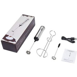 Usb Elektrische Melkopschuimer Double Lente Garde Hoofd Rvs Foamer Mixer A0NC
