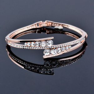 Sinleery Dazzling Zirconia Hollow Bangle Manchet Vrouwen Luxe Crystal Armbanden Zilver Kleur Sieraden SL054 Sso