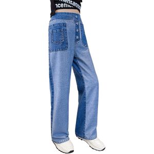 Tiener Meisjes Jeans 2022 Lente Herfst Casual Mode Losse Blauw Kids Been Wijde Broek School Kinderen Broek 6 8 10 12 13 Jaar