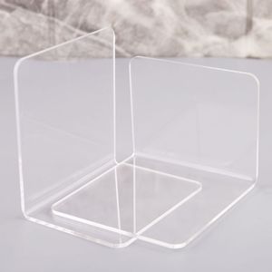 2 Stuks Clear Acryl Boekensteunen L-Vormige Desk Organizer Desktop Boek Houder School Stationery Office Accessoires C26