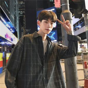 Mannen Shirts Plaid Lange Mouwen Turn-Down Kraag Leisure Chic Tieners Alle-Match Koreaanse Stijl Mode Ins Hoge straat Uitloper Harajuku