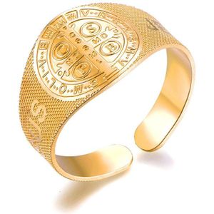 Goud Zilver Plated Religie Kruis Ringen Voor Vrouwen Mannen 316L Rvs Open Verstelbare Ringen Mode-sieraden