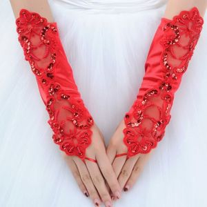 Voorraad Wedding Handschoenen Met Kralen Elegante Bruids Handschoenen Bruiloft Accessoires Vingerloze Luva De Noiva Luva Kant Bruids Handschoenen
