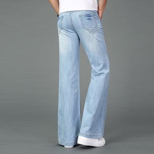 Zomer Dunne Stof Mannen Casual Boot Cut Jeans Business Grote Rechte Broek Plus Size Broek