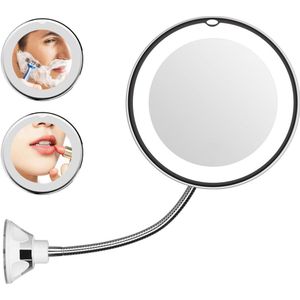 360 Graden Flexibele Make-Up Spiegel 10X Vergrootglas Vanity Licht Spiegel met Led Lamp Nachtlampje in Badkamer Slaapkamer Gebruik
