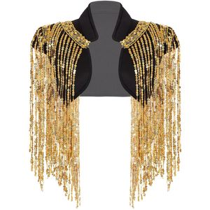 Vrouwen Sequin Kwasten Cropped Vest Mode Stand Kraag Mouwloze Kwastje Vest Voor Hip-Hop Jazz Dance Stage Performance